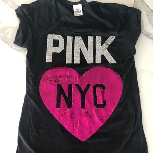 PINK NYC VICTORIAS SECRET SEQUIN TOP WITH HEART